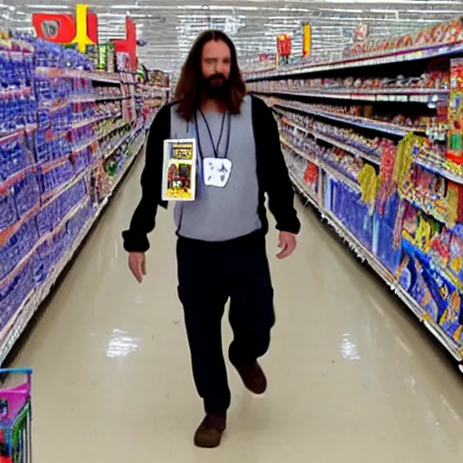 Image similar to jesus at walmart, paparazzi photo