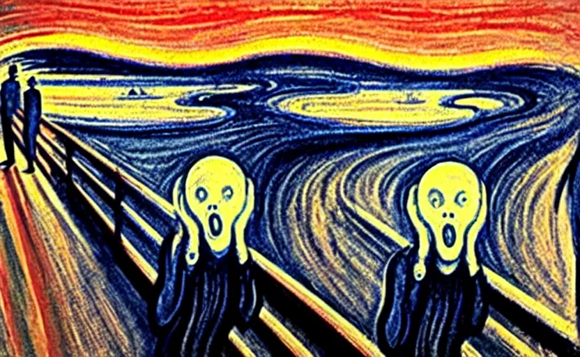 Prompt: The scream by Edward Munch reimagine in New York, acrilic painting, highly detalied