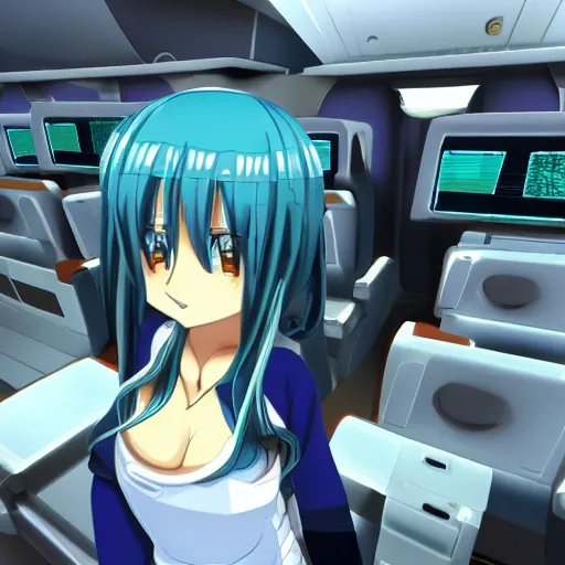 Image similar to screenshot from a 3 d video game about anime girls with the body of an airplane