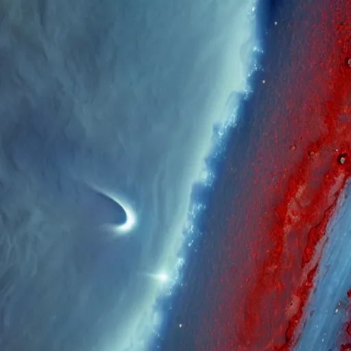 Image similar to a picture of an alien planet, taken from orbit, dark blue planet, red narrow lava rivers, astrophotography