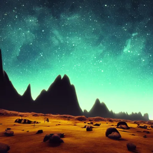 Image similar to grainy atmospheric alien landscape with glowing lights