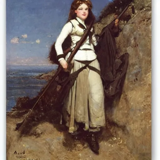 Image similar to female adventurer by alfred stevens