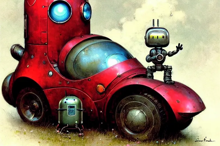 Image similar to adventurer ( ( ( ( ( 1 9 5 0 s retro future robot android mouse rv rocket tank robot. muted colors. ) ) ) ) ) by jean baptiste monge!!!!!!!!!!!!!!!!!!!!!!!!! chrome red