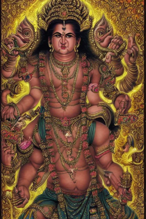 Image similar to hyperrealistic artwork depiction of the Hindu God Vishnu Tom Cruise