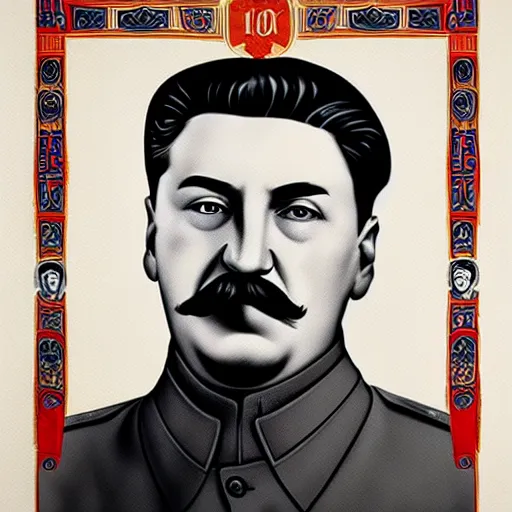 Image similar to portrait of iosif stalin style of james jean