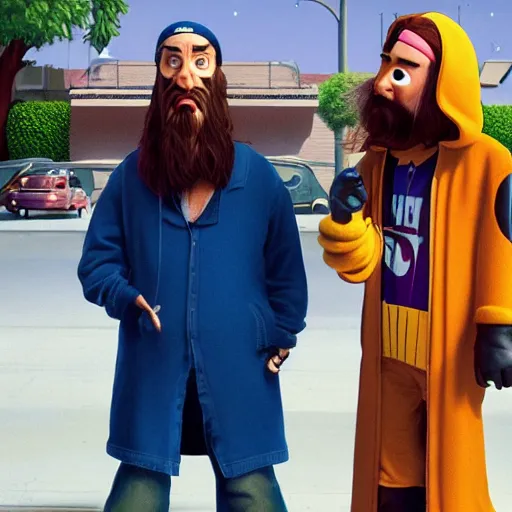 Image similar to jay and silent bob, pixar,