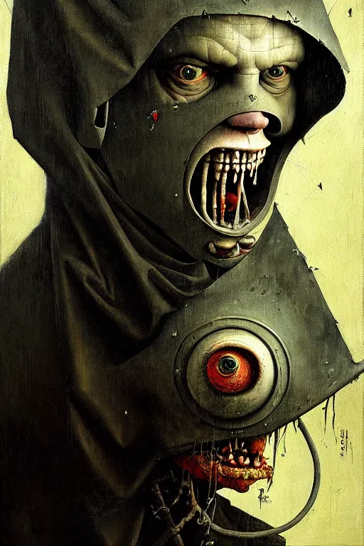 Prompt: hieronymus bosch, greg rutkowski, anna podedworna, painting of corey taylor in his mask