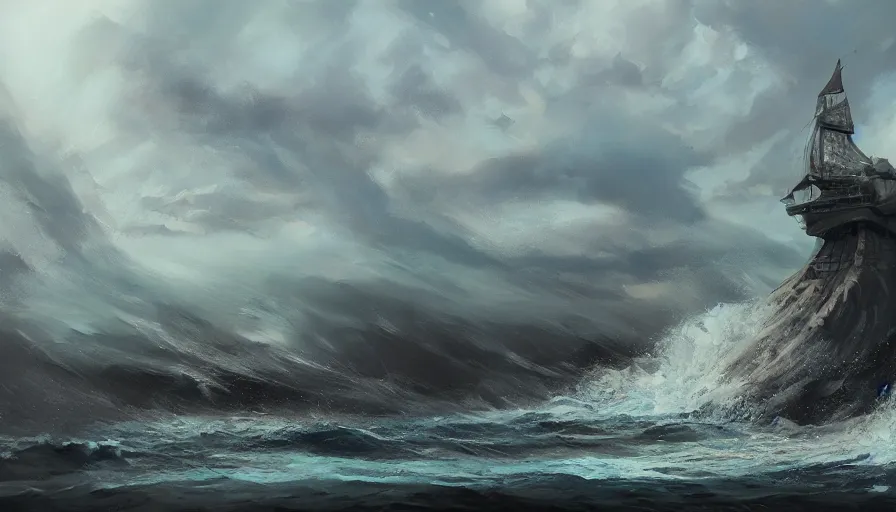 Image similar to concept art of sea, cinematic shot, oil painting by jama jurabaev, extremely detailed, brush hard, artstation, high quality, brush stroke