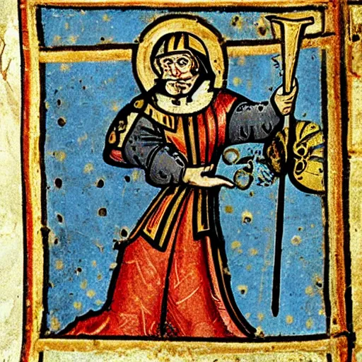 Image similar to medieval manuscript art of spongebob