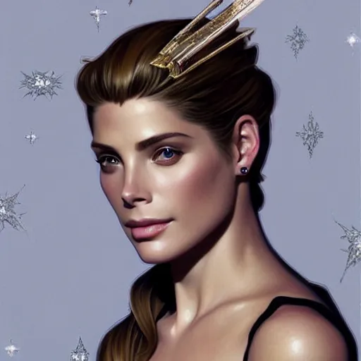 Image similar to Ashley Greene's and Grace Kelly's faces combined as a Space Marine, western, D&D, fantasy, intricate, elegant, highly detailed, digital painting, artstation, concept art, matte, sharp focus, illustration, art by Artgerm and Greg Rutkowski and Alphonse Mucha