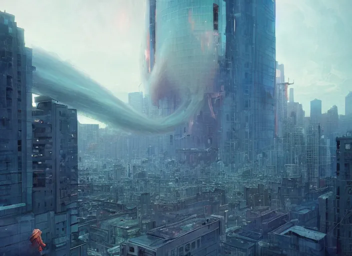 Prompt: seattle being attacked by a giant man, by beeple and maciej kuciara and greg rutkowski