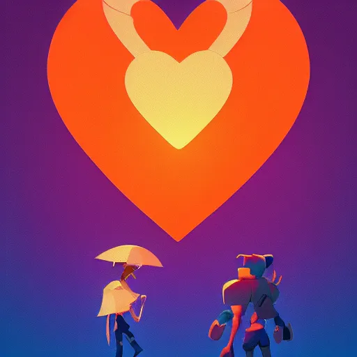 Image similar to a stylized minimalist heart icon by cory loftis, by jesper ejsing, by rhads, by makoto shinkai and lois van baarle and ilya kuvshinov and rossdraws, behance, global illumination