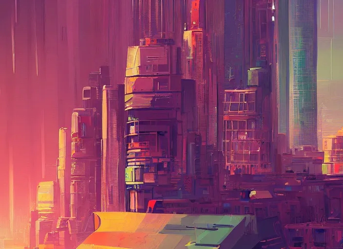 Image similar to A professional digital painting of a sci-fi city with strange angles, by Alena Aenami, trending on Artstation