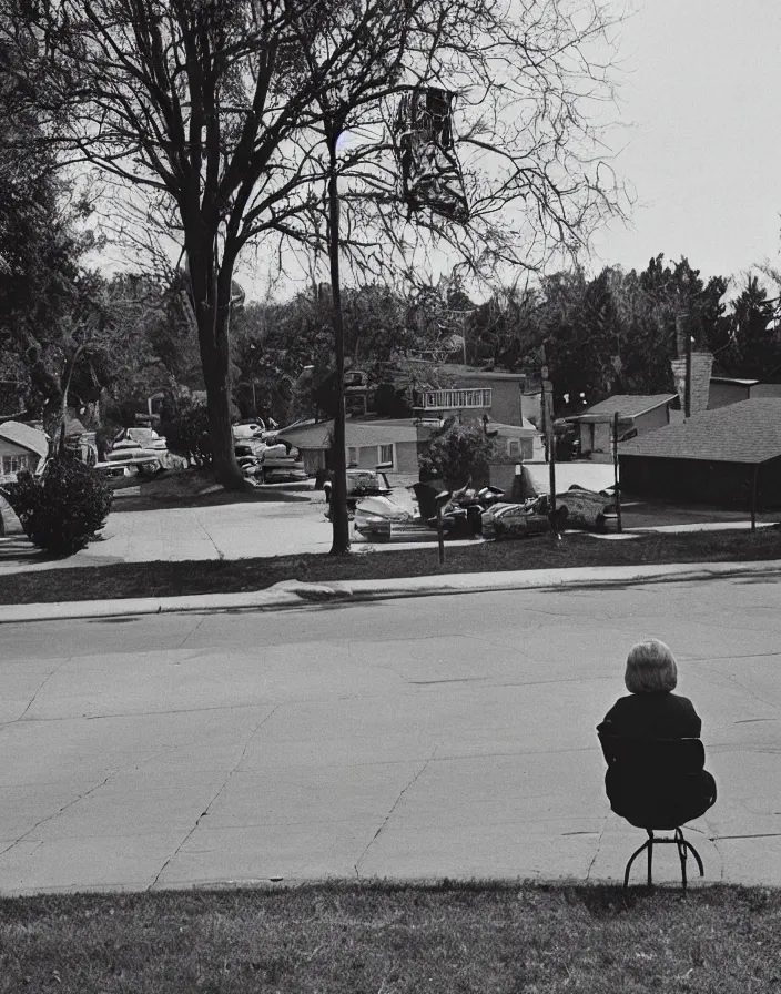 Image similar to “ 1 9 6 0 s quiet american neighborhood, a woman waiting ”