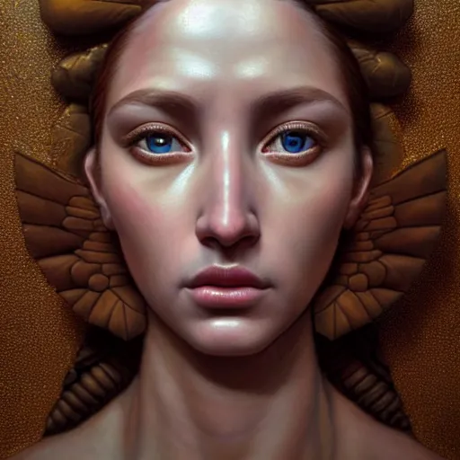 Image similar to hyperrealistic mixed media painting of beautiful goddess Athena, stunning 3d render inspired art by P. Craig Russell and Barry Windsor-Smith, perfect facial symmetry, dim volumetric lighting, 8k octane beautifully detailed render, post-processing, portrait, extremely hyper-detailed, intricate, epic composition, brown eyes, realistic eyes, correct!!! eyes, cinematic lighting, masterpiece, trending on artstation, detailed detailed detailed, masterpiece, stunning