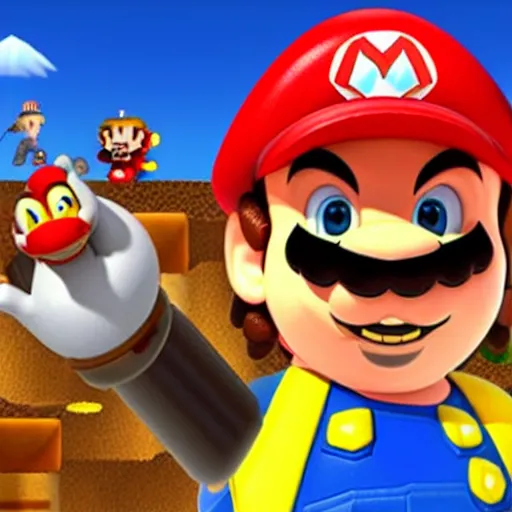 Image similar to quentin tarantino in the video game super mario 6 4