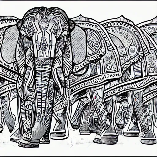 Image similar to the duke of elephants leading his herd, illustration, intricate