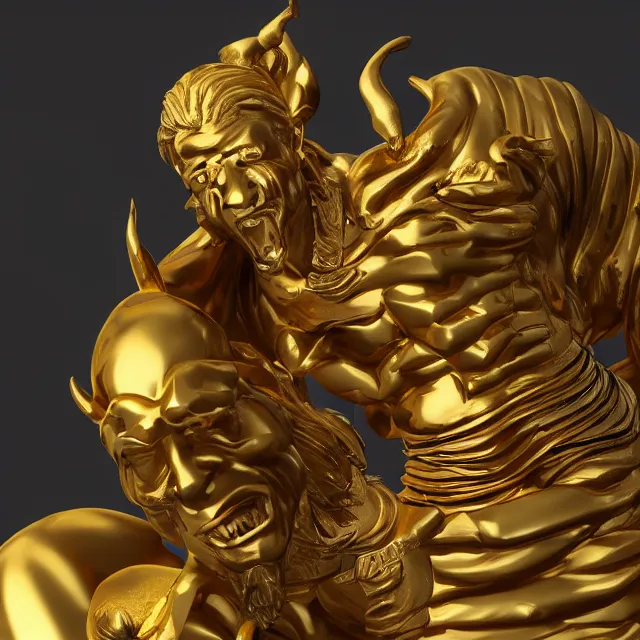 Prompt: gold statue of hatred, 8 k render, unreal engine
