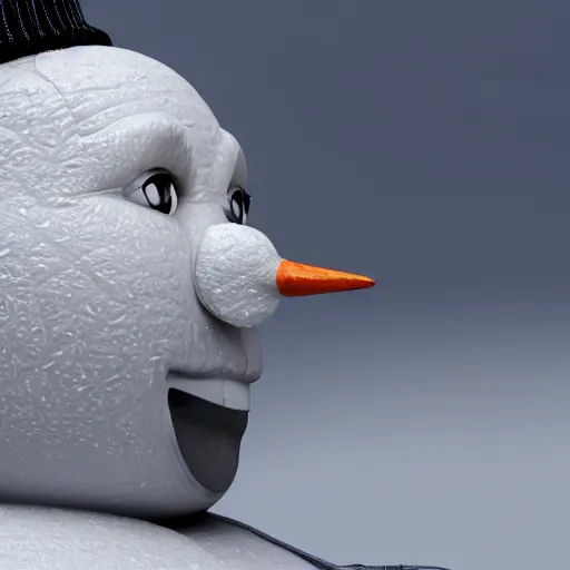 Prompt: a highly detailed humanoid snowman in business suit with black eyes and mouth, no nose, hyperrealism, professional, octane render, full length, digital art