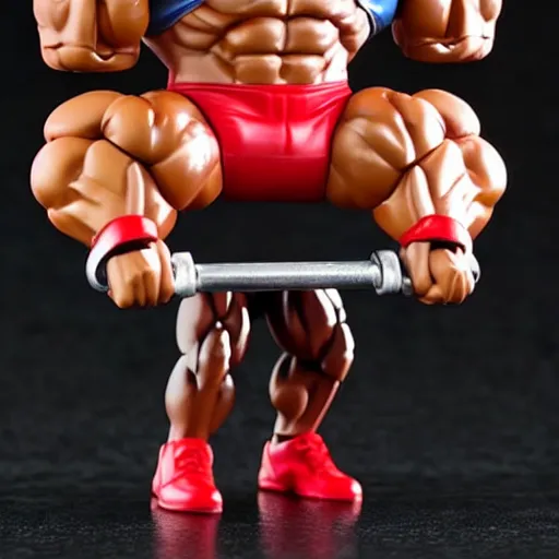 Prompt: muscular arnold schwarzenegger lifting a weights as nendoroid!, kodak film