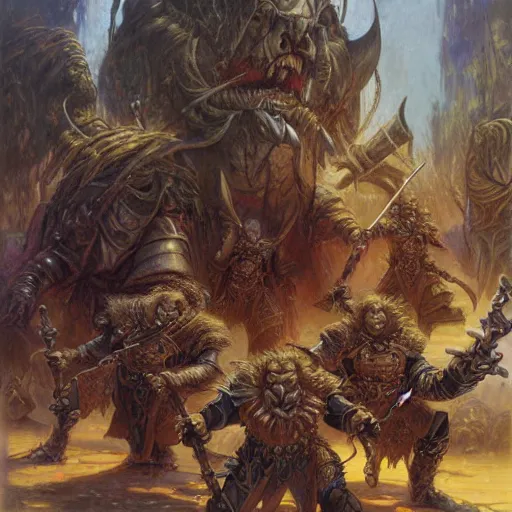 Prompt: art by donato giancola and bayard wu and gustav moreau and wayne barlowe, a fantasy cinematic shot of a dwarf berserker, fighting, warhammer, dnd, fighting monsters,