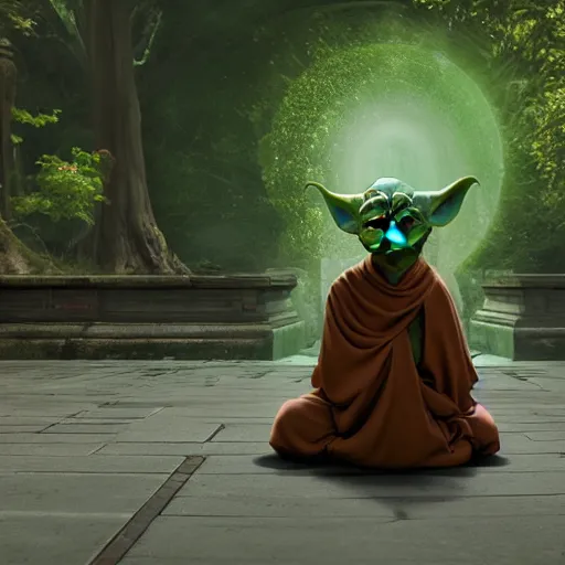 Prompt: yoda meditating on a shaolin temple, movie still, 4k, photorealistic