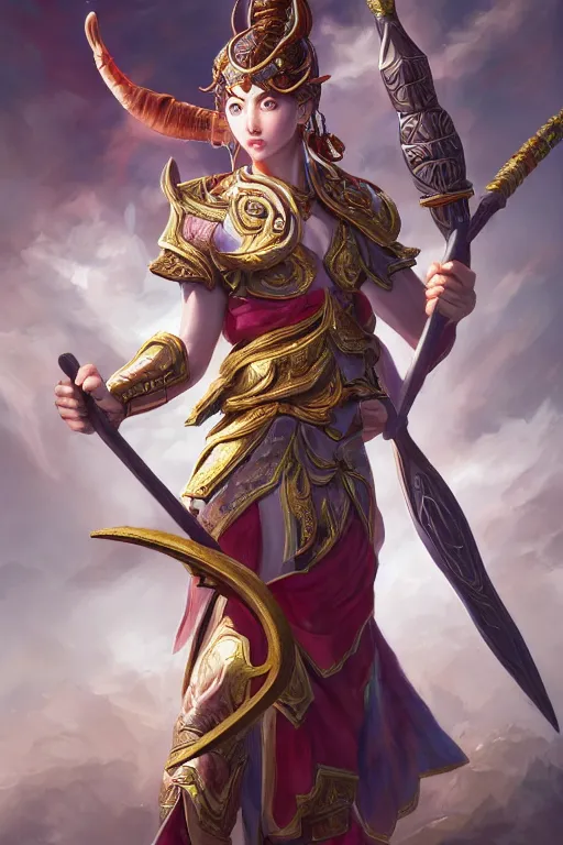 Image similar to a masterpiece portrait of nezha, legendary god holding spear, hero action pose, fantasy character portrait, hyper detailed, digital painting, 8 k realistic, trending on artstation, sharp focus, dof, by fenghua zhong, artgerm, ne zha from smite, tsuyoshi nagano, top lighting