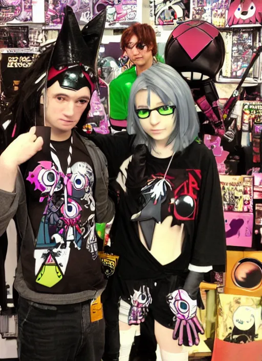 Image similar to hot topic anime convention, invader zim merch