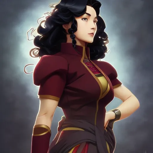 Image similar to Asami Sato from The Legend of Korra, fantasy, intricate, elegant, highly detailed, digital painting, artstation, concept art, matte, sharp focus, illustration, art by Artgerm and Greg Rutkowski and Alphonse Mucha