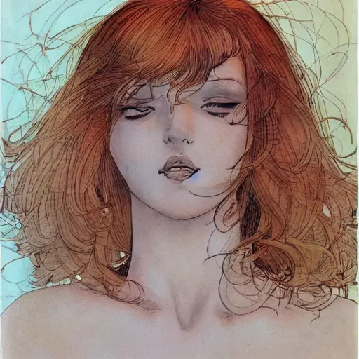 Image similar to a beautiful girl by milo manara,