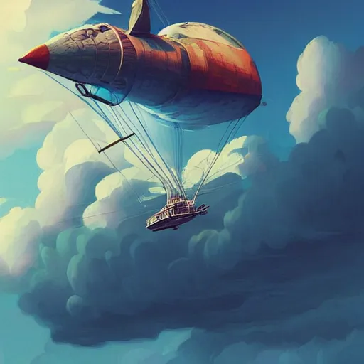 Prompt: a large pirate airship flying among the clouds, soaring through the sky, airship, digital art, pirate, vivid colors, 1 8 th century, artgerm, james gilleard, beautiful, highly detailed, trending on art station