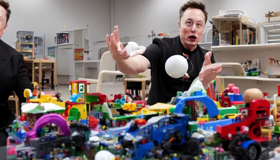 Image similar to Elon Musk playing with toys