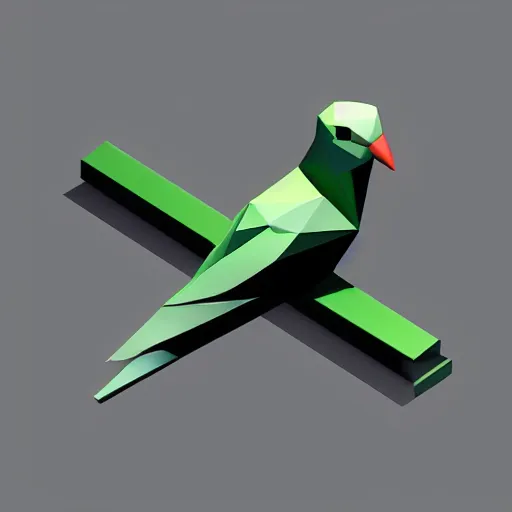 Prompt: a green dove, isometric, vector, low poly, black background, cgsociety, volumetric lighting