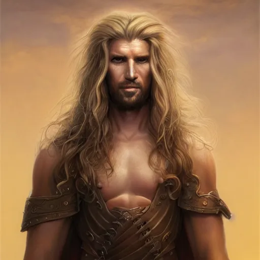 Prompt: portrait, handsome long - haired fantasy paladin, blond, rpg game, stern expression, long hair, highly detailed, digital painting, artstation, concept art, smooth, sharp focus, illustration, artgerm, tomasz alen kopera, peter mohrbacher, donato giancola, joseph christian leyendecker, wlop, frank frazetta