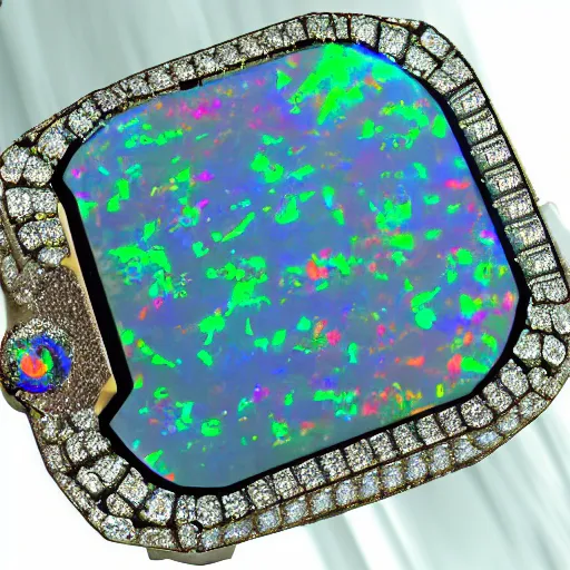 Image similar to opal with a computer chip in the centre, realistic, detailed, high definition