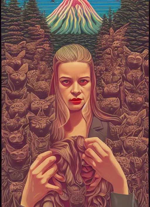 Prompt: Twin Peaks poster artwork by Casey Weldon