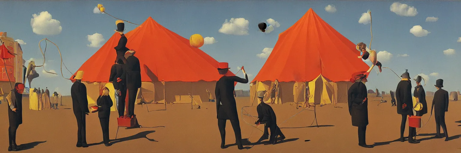 Image similar to circus tent painting magritte