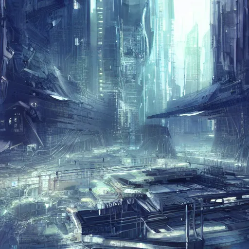 Image similar to futuristic underground polluted dystopian totalitarian regime concrete megacity, depressing, artstation