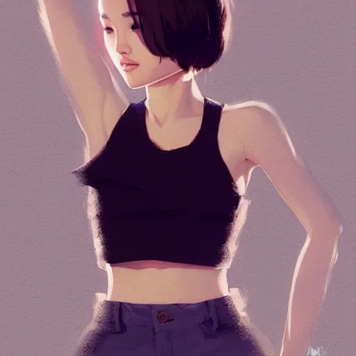 Image similar to a beautiful young japanese natalie portman alluring instagram model in crop top, by guweiz and wlop and ilya kuvshinov and artgerm, symmetrical eyes, aesthetic, gorgeous, stunning, alluring, attractive, artstation, deviantart, pinterest, digital art