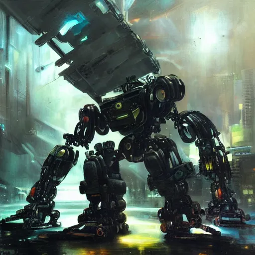 Image similar to robot cybernetic wars by raymond swanland, highly detailed, bright tones