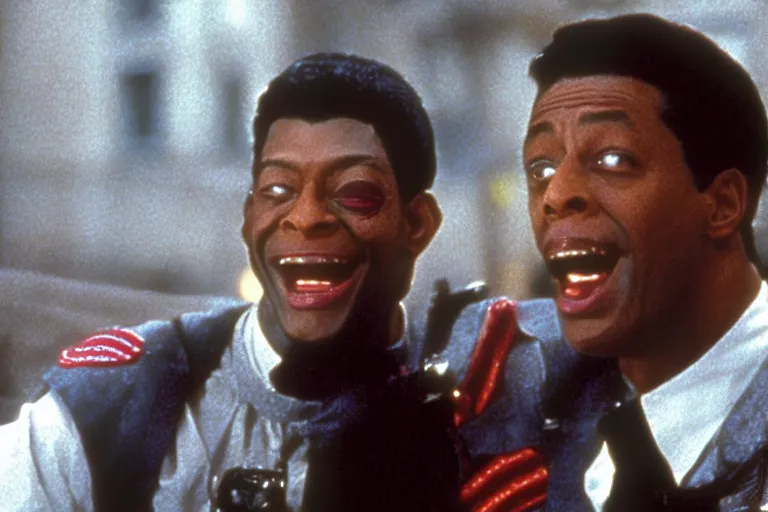 Prompt: Orlando Jones in a still from the movie Ghostbusters 2 (1989)