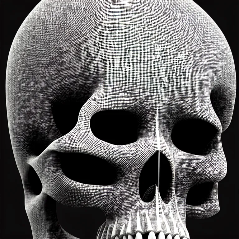 Image similar to black and white light 3D geometry, skull, matte bright highly detailed, poetic, 3D render, digital art, octane render, 8K artistic photography, photo-realistic, by Dora Maar