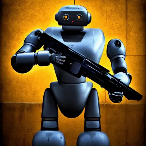 Image similar to « robots soldier caring heavy gun, digital art, photorealistic, 8 k »