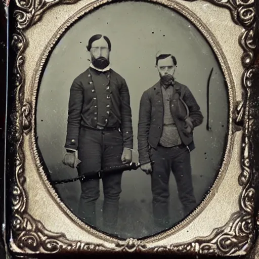 Image similar to tintype old picture of 1 8 0 0 s alien tech hunters