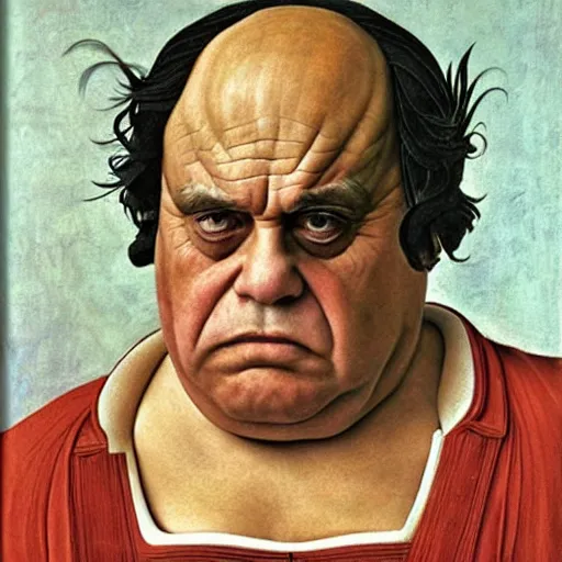 Prompt: angry Danny Devito, painting by Sandro Botticelli, detailed, 4k