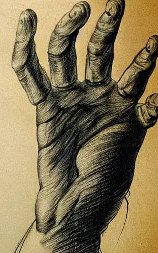 Image similar to drawing hand by leonard da vinci