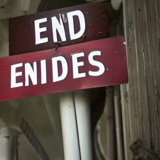 Image similar to 'END TIMES' sign that reads: END TIMES