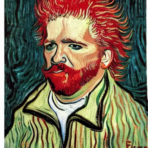 Prompt: Guy Fieri self portrait by Vincent Van Gogh.