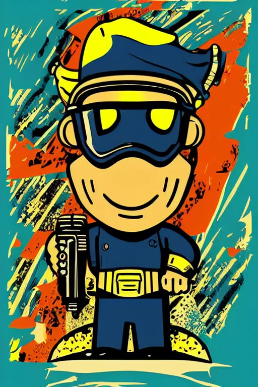 Image similar to fallout 7 6 retro futurist illustration art by butcher billy, sticker, colorful, illustration, highly detailed, simple, smooth and clean vector curves, no jagged lines, vector art, smooth andy warhol style