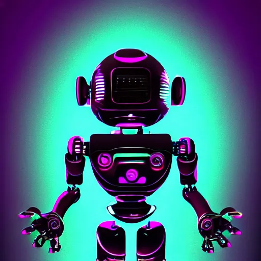 Prompt: robot in darkvibe aesthetic cybersplash